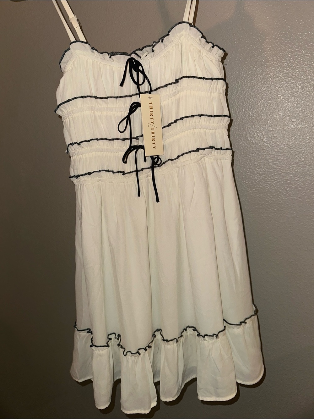 White black ribbon bow dress